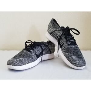 Nike RN Flyknit Women's Running Shoes Black/Gray Lace Up Low Top Sneakers Size 8